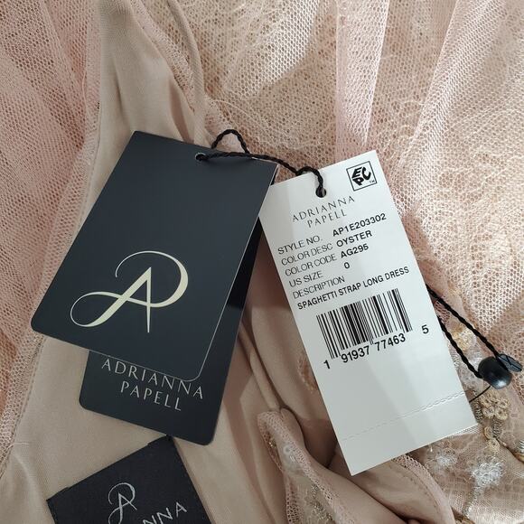 Adrianna Papell NWT Cluny Sequin Lace Tulle Spaghetti Strap Dress Womens Size 0 - Picture 11 of 12